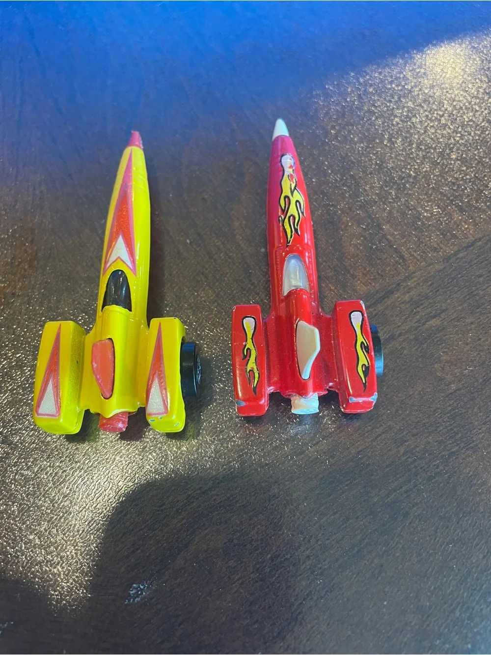 2 Vintage Hot Wheels Land Speed Jet Rocket Cars 1979, RedFlames- X8 yellow/red